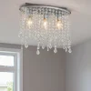 Plafoniere Moderne-Ideal Lux Rain pl3 plafoniera camera da letto ovale cromo cristalli trasparenti