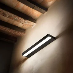 Applique Da Parete-Linea Light Regolo applique nera led 3000k biemissione