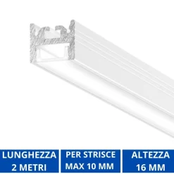Strisce Led-Gea Luce Riga g profilo 2mt bianco per strisce led max 10mm