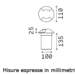 Faretti Da Esterno-Ideal Lux Rocket faretti da incasso a pavimento per esterno led 3w 4000k ip65 fp