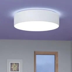 Plafoniere Moderne-Eglo Romao z plafoniera bianca moderna tonda led rgb 2700k a 6500k