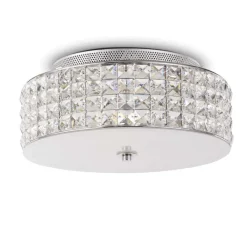 Plafoniere Moderne-Ideal Lux Roma pl4 plafoniera classica 30cm rotonda cristalli trasparenti