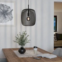 Lampade A Sospensione-Eglo Romazzina lampada a sospensione design orientale colore nero