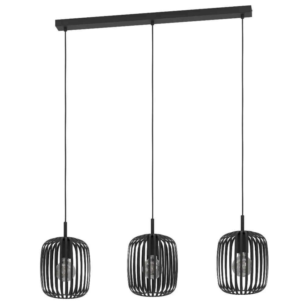 Lampadari Cucina-Eglo Romazzina lampadario da cucina colore nero con 3 luci pendenti