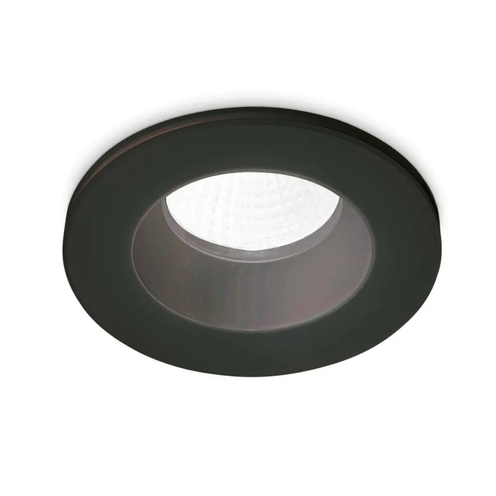 Faretti Da Incasso-Ideal Lux Room-65 fi round faretto da incasso led 8w 3000k nero tondo