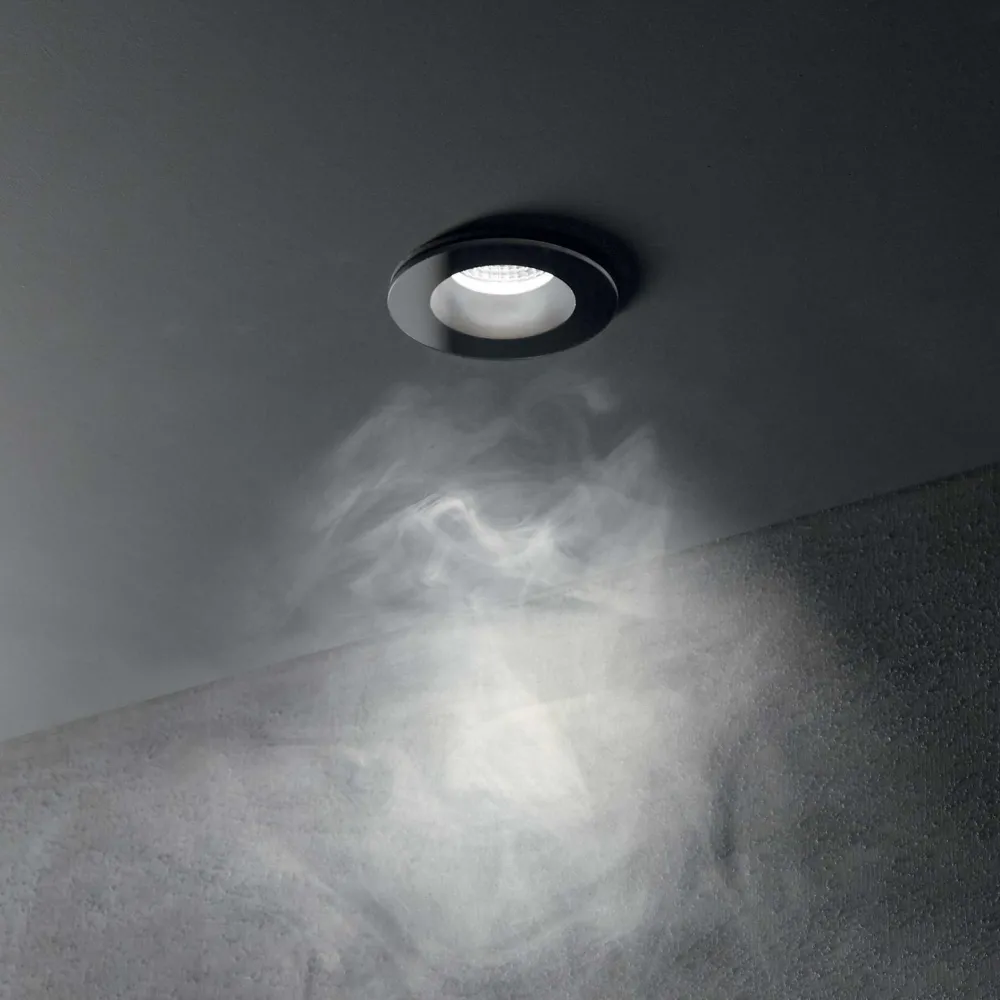 Faretti Da Incasso-Ideal Lux Room-65 fi round faretto da incasso led 8w 3000k nero tondo