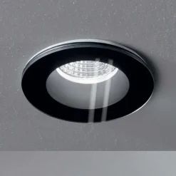 Faretti Da Incasso-Ideal Lux Room-65 fi round faretto da incasso led 8w 3000k nero tondo
