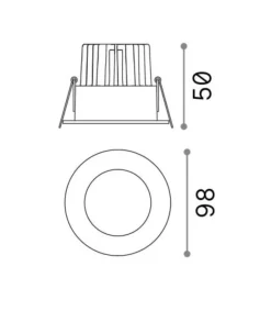 Faretti Da Incasso-Ideal Lux Room-65 fi round faretto da incasso led 8w 3000k nero tondo