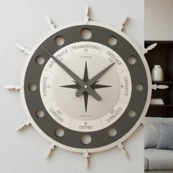 Orologi Da Parete Moderni-Selezionato da Mazzolaluce Rosa dei venti orologio da parete modernolegno grigio nero