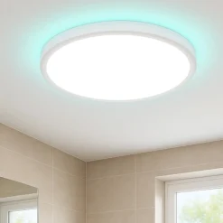 Plafoniere Bagno-Eglo Rovito z plafoniera da bagno tonda bianca led rgb 2700k a 6500k ip44