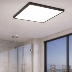 Plafoniere Bagno-Eglo Rovito z plafoniera nera per bagno ip44 led rgb 2700k a 6500k