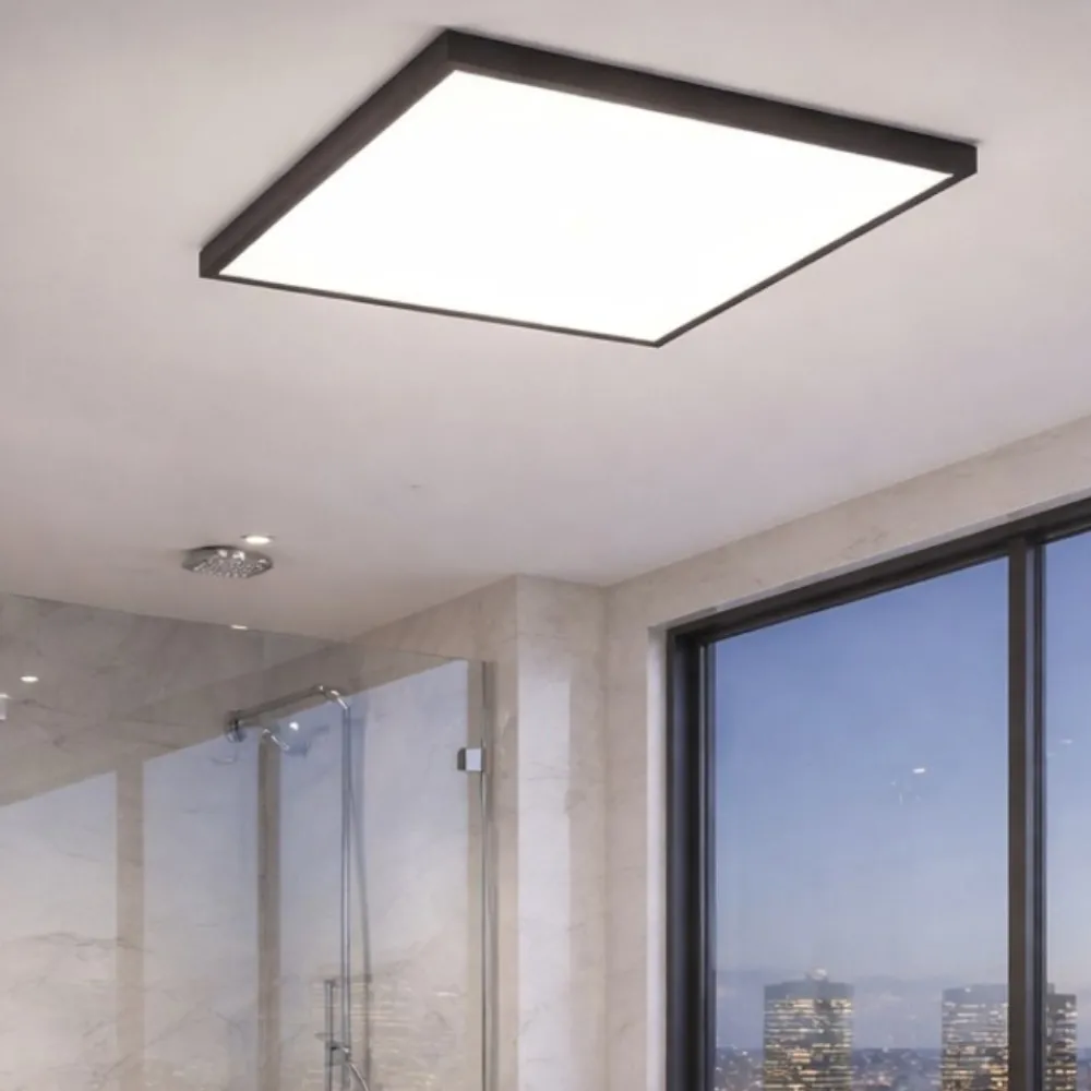 Plafoniere Bagno-Eglo Rovito z plafoniera nera per bagno ip44 led rgb 2700k a 6500k