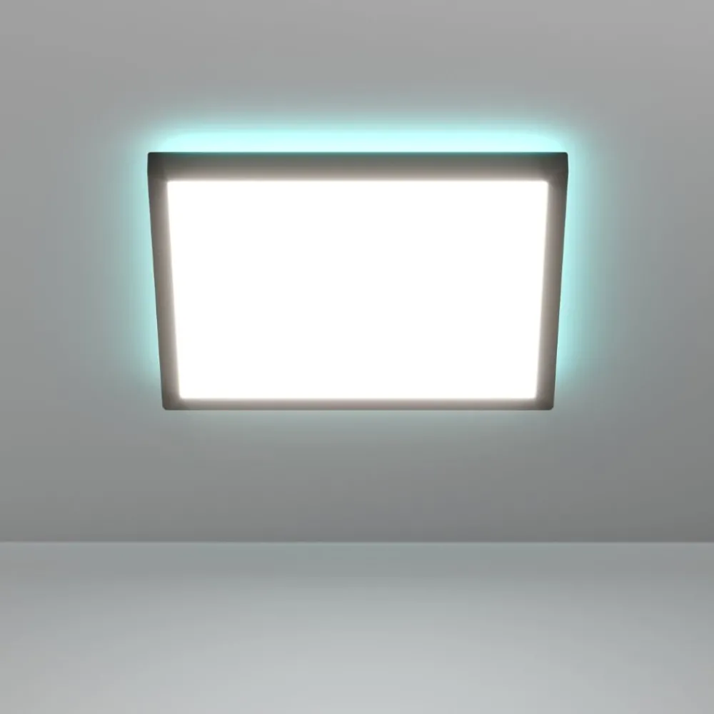 Plafoniere Bagno-Eglo Rovito z plafoniera nera per bagno ip44 led rgb 2700k a 6500k