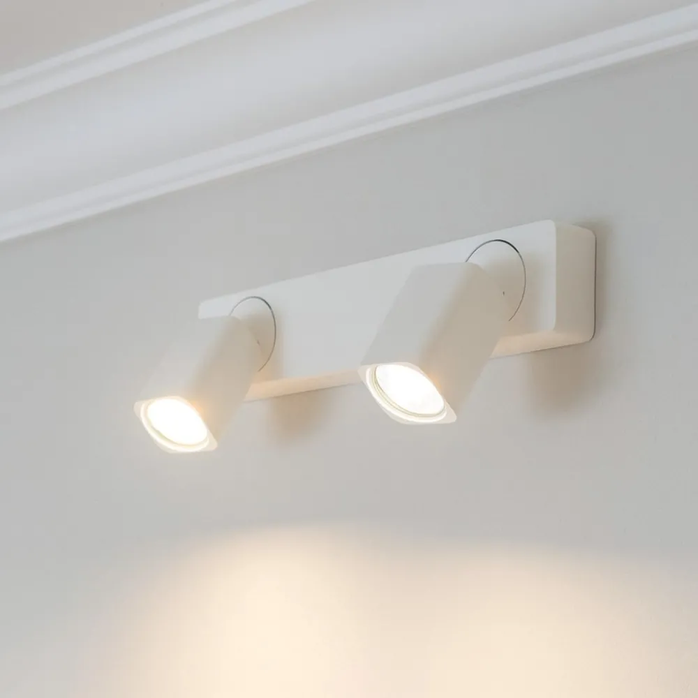 Applique Da Parete-Ideal Lux Rudy ap2 square applique doppia luce orientabile bianco gu10 led