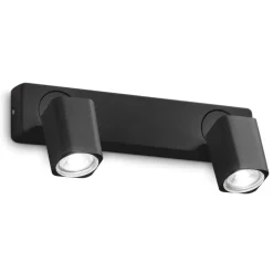 Applique Da Parete-Ideal Lux Rudy ap2 square applique due luci orientabili nere gu10 led 3000k