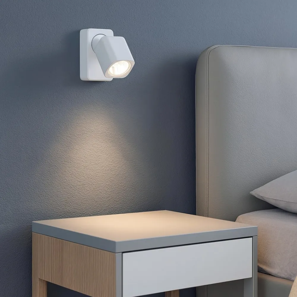 Applique Camera Da Letto-Ideal Lux Rudy ap1 square applique orientabile bianca