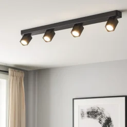 Plafoniere Moderne-Ideal Lux Rudy pl4 square plafoniera da cucina nera con 4 faretti orientabili