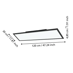 Plafoniere Moderne-Eglo Salobrena plafoniera led nera 120x30 dimmerabile 33w da 2700k a 6500k controllo remoto app