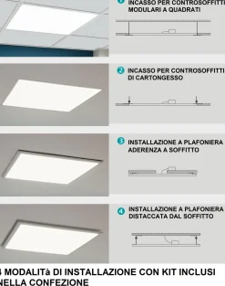 Plafoniere Moderne-Eglo Salobrena plafoniera per cucina led 21w rgb 45x45 quadrata dimmerabile