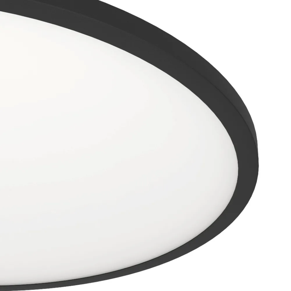 Plafoniere Moderne-Eglo Sarsina z plafoniera moderna nera tonda led 2700k a 6500k controllo remoto app
