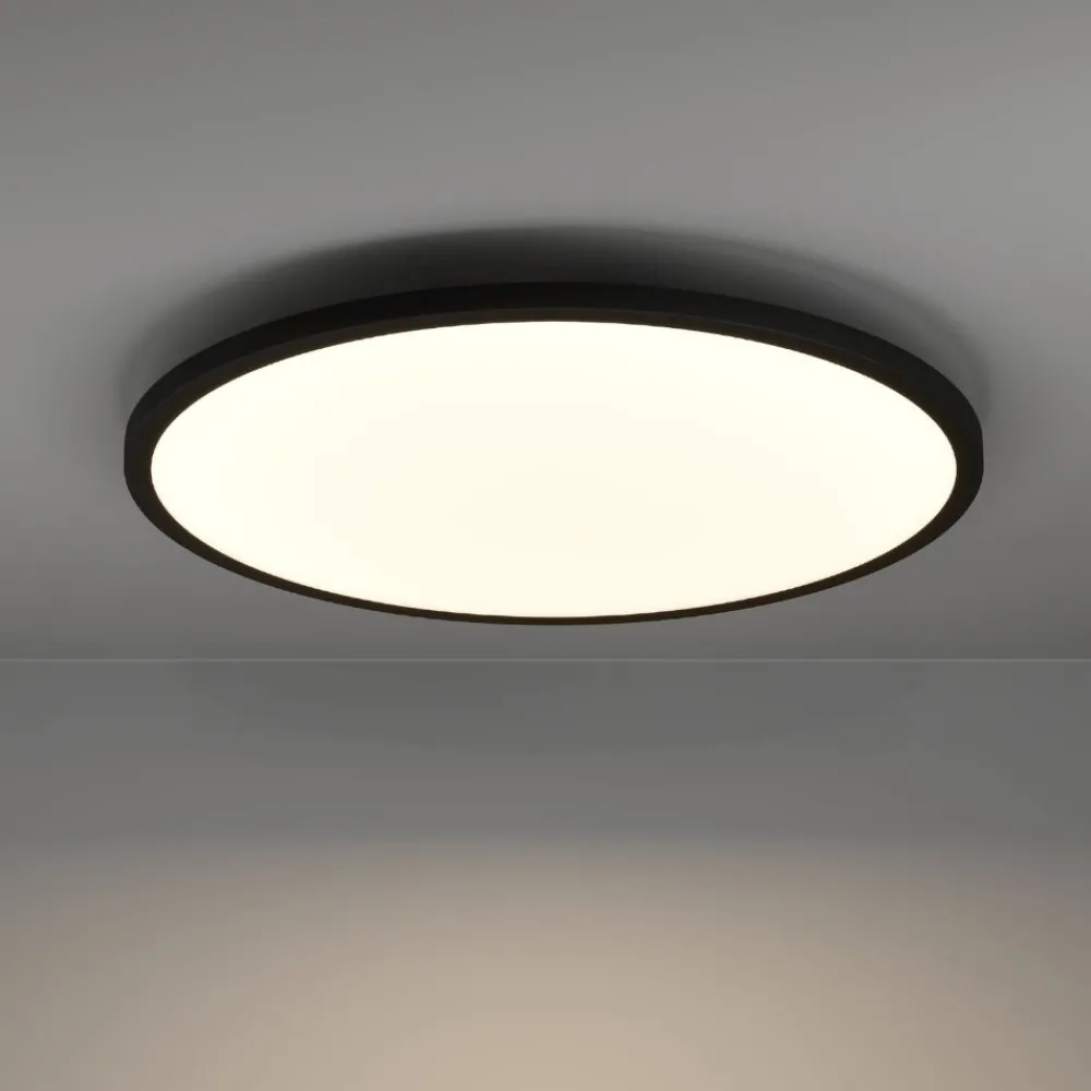 Plafoniere Moderne-Eglo Sarsina z plafoniera moderna nera tonda led 2700k a 6500k controllo remoto app