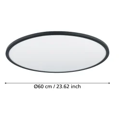 Plafoniere Moderne-Eglo Sarsina z plafoniera moderna nera tonda led 2700k a 6500k controllo remoto app