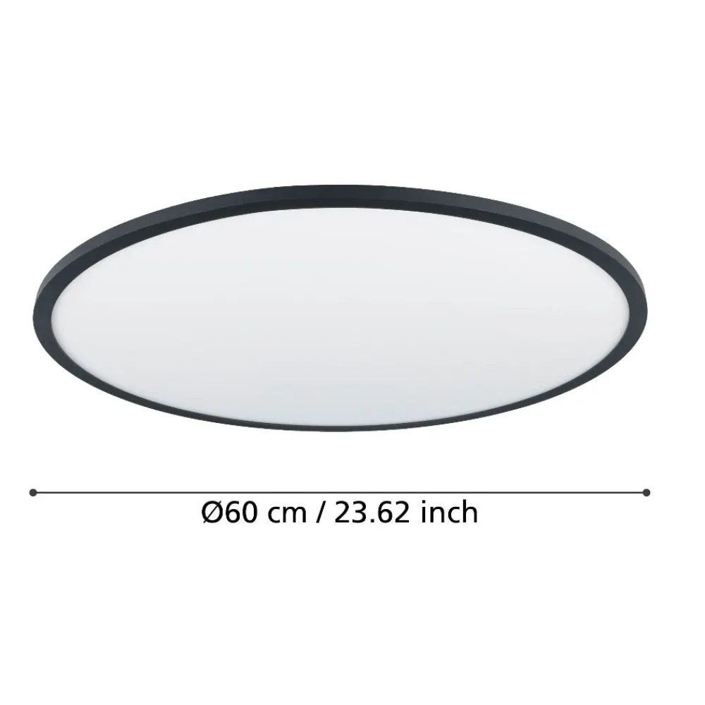 Plafoniere Moderne-Eglo Sarsina z plafoniera moderna nera tonda led 2700k a 6500k controllo remoto app
