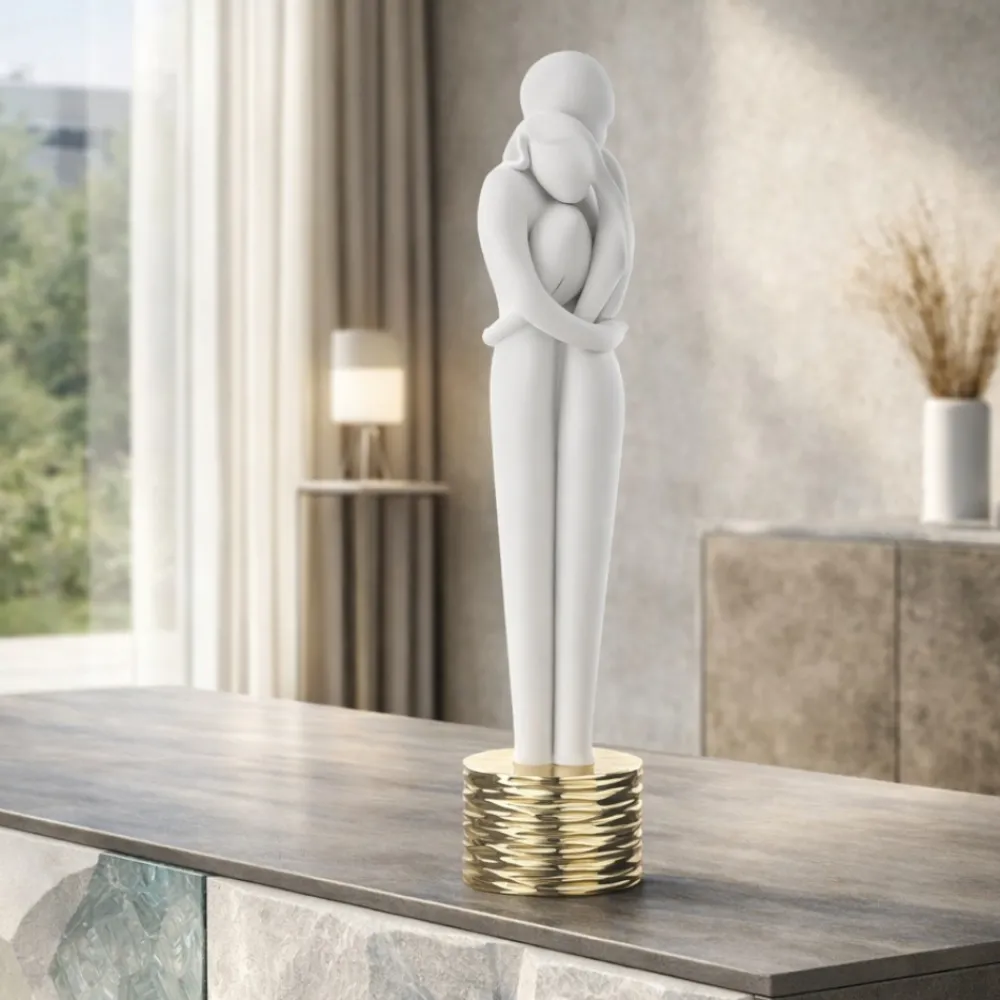Soprammobili Moderni-Bongelli Preziosi Scultura cuore innamorati moderna oro soprammobile