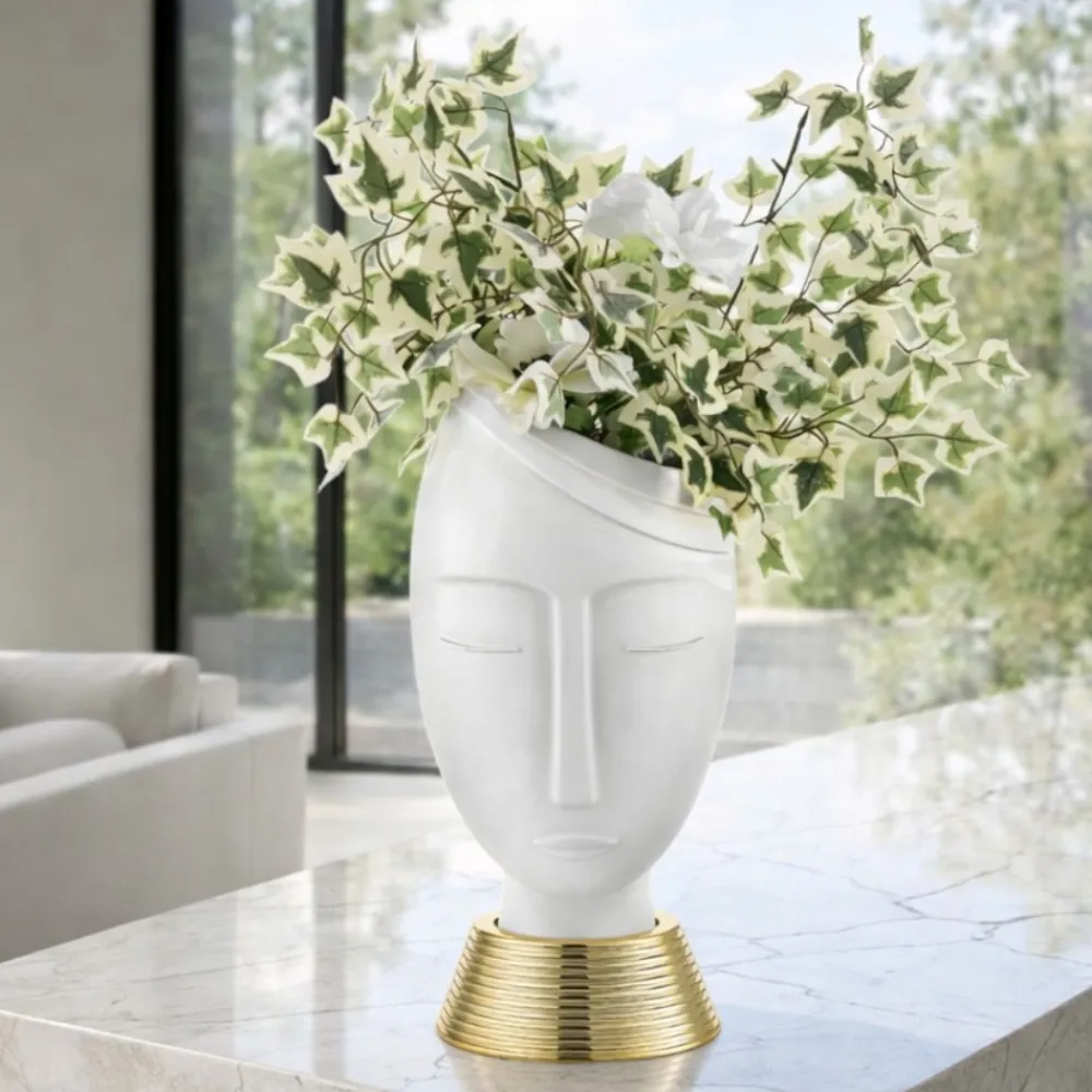Soprammobili Moderni-Bongelli Preziosi Scultura da tavolo vaso viso uomo h32 oro