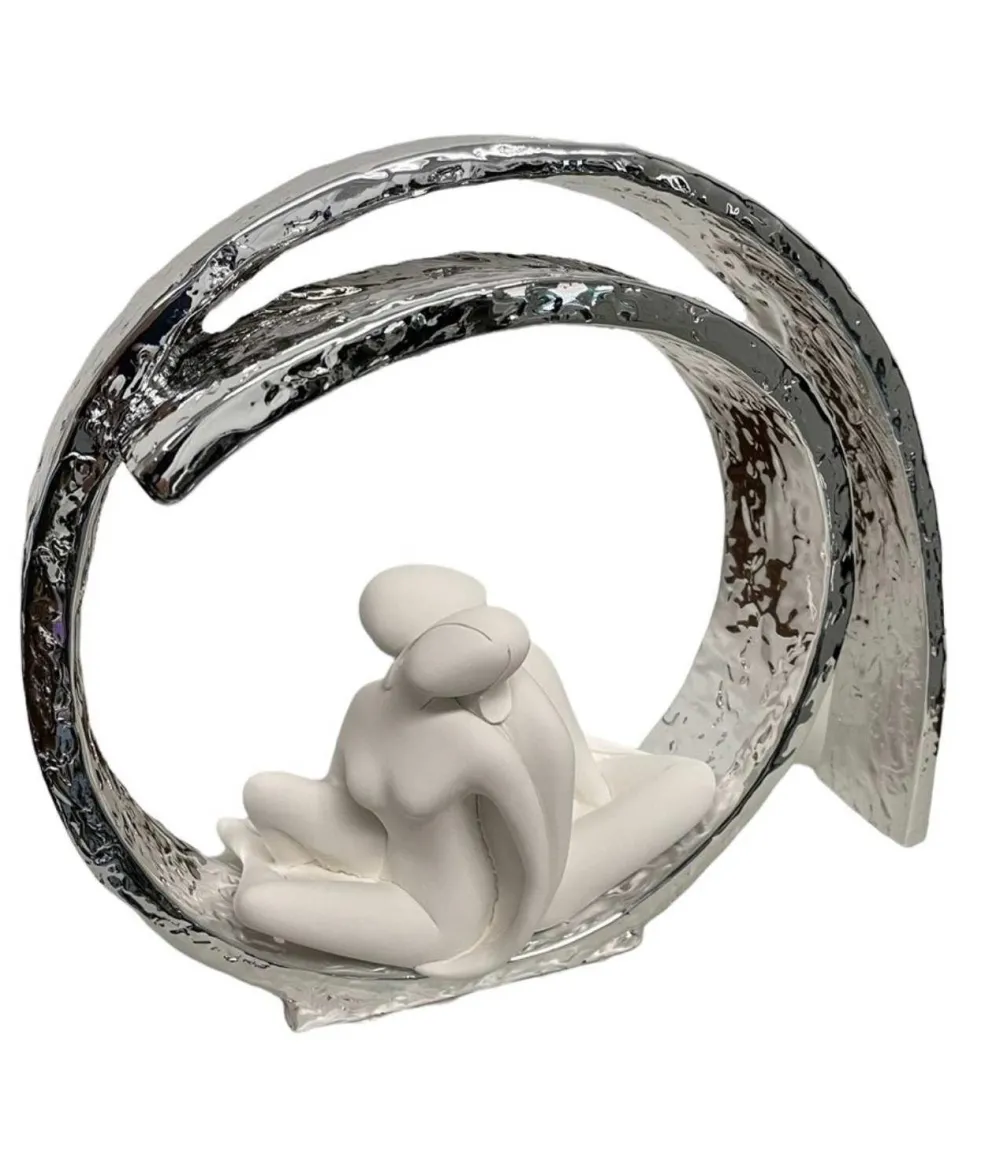 Soprammobili Moderni-Bongelli Preziosi Scultura da tavolo d30 coppia vortice argento