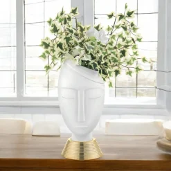 Soprammobili Moderni-Bongelli Preziosi Scultura da tavolo moderna viso h45cm bianco oro