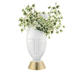 Soprammobili Moderni-Bongelli Preziosi Scultura da tavolo moderna viso h45cm bianco oro