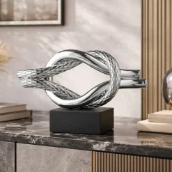 Soprammobili Moderni-Bongelli Preziosi Scultura da tavolo nodo nero argento 28x18cm