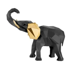 Soprammobili Moderni-Bongelli Preziosi Scultura elefante nero oro 17x14cm soprammobile