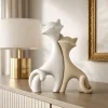 Soprammobili Moderni-Bongelli Preziosi Scultura gatti soprammobile bianco nocciola