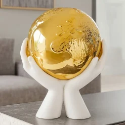 Soprammobili Moderni-Bongelli Preziosi Scultura soprammobile h36 bongelli mani bianche mondo dorato