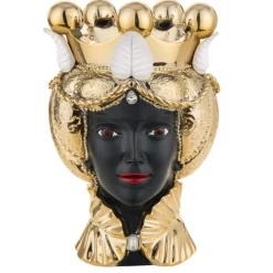 Soprammobili Moderni-Bongelli Preziosi Scultura testa di moro lei oro h28