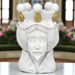 Soprammobili Moderni-Bongelli Preziosi Scultura testa di moro lui bianca h17