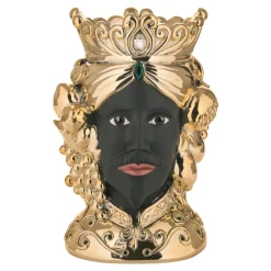 Soprammobili Moderni-Bongelli Preziosi Scultura testa di moro lui h28 oro nero