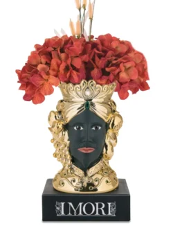 Soprammobili Moderni-Bongelli Preziosi Scultura testa di moro lui h28 oro nero
