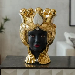 Soprammobili Moderni-Bongelli Preziosi Scultura testa moro lei oro h17 soprammobile
