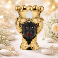 Soprammobili Moderni-Bongelli Preziosi Scultura testa moro lei oro h9,5 soprammobile