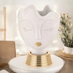 Soprammobili Moderni-Bongelli Preziosi Scultura vaso viso donna h39cm oro