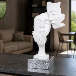Soprammobili Moderni-Bongelli Preziosi Scultura volti coppia base argento h28