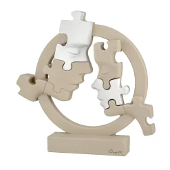 Soprammobili Moderni-Bongelli Preziosi Scultura volti puzzle artistica nocciola bianco