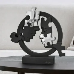 Soprammobili Moderni-Bongelli Preziosi Scultura volti puzzle nero argento soprammobile design moderno