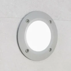 Segnapasso Led-Top Light Segnapasso da esterno per incasso parete rotondo grigio anti corrosione ip66
