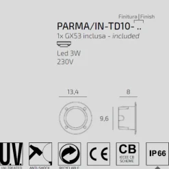 Segnapasso Led-Top Light Segnapasso da esterno per incasso parete rotondo grigio anti corrosione ip66