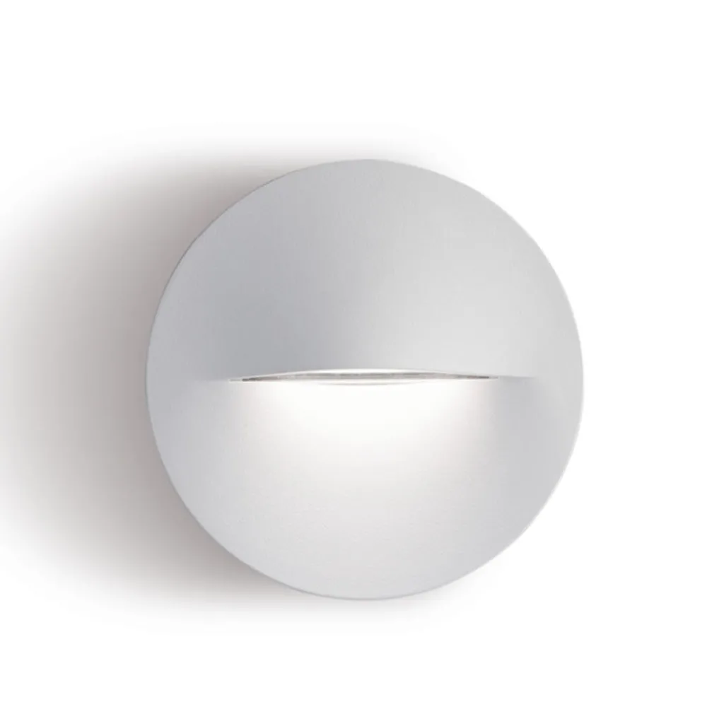 Segnapasso Led-Selezionato da Mazzolaluce Segnapasso led bianco per parete da esterno rotondo 3w 3000k