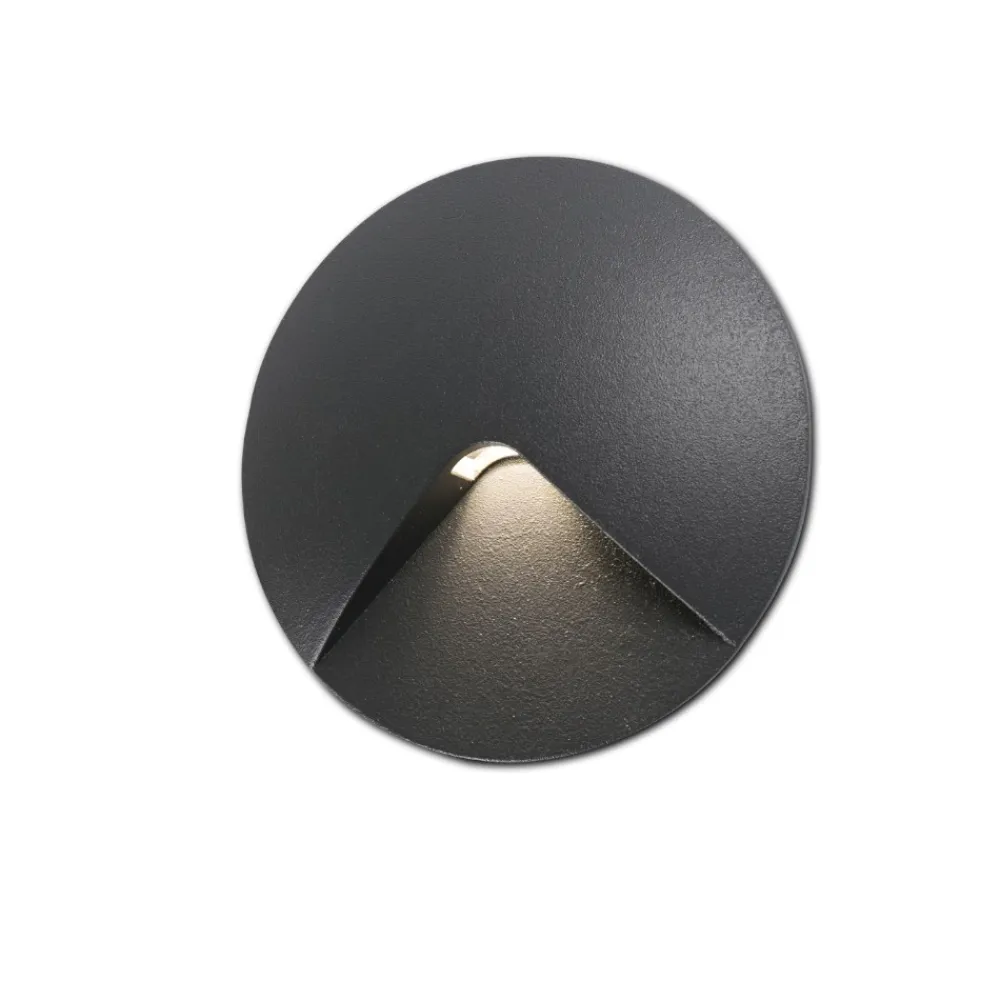 Segnapasso Led-Selezionato da Mazzolaluce Segnapasso led per esterni da incasso a parete 2w 3000k ip44 antracite rotondo